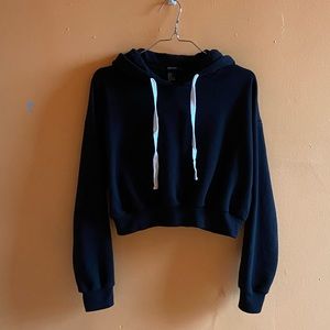 Black Crop Top Hoodie Size S Perfect Condition